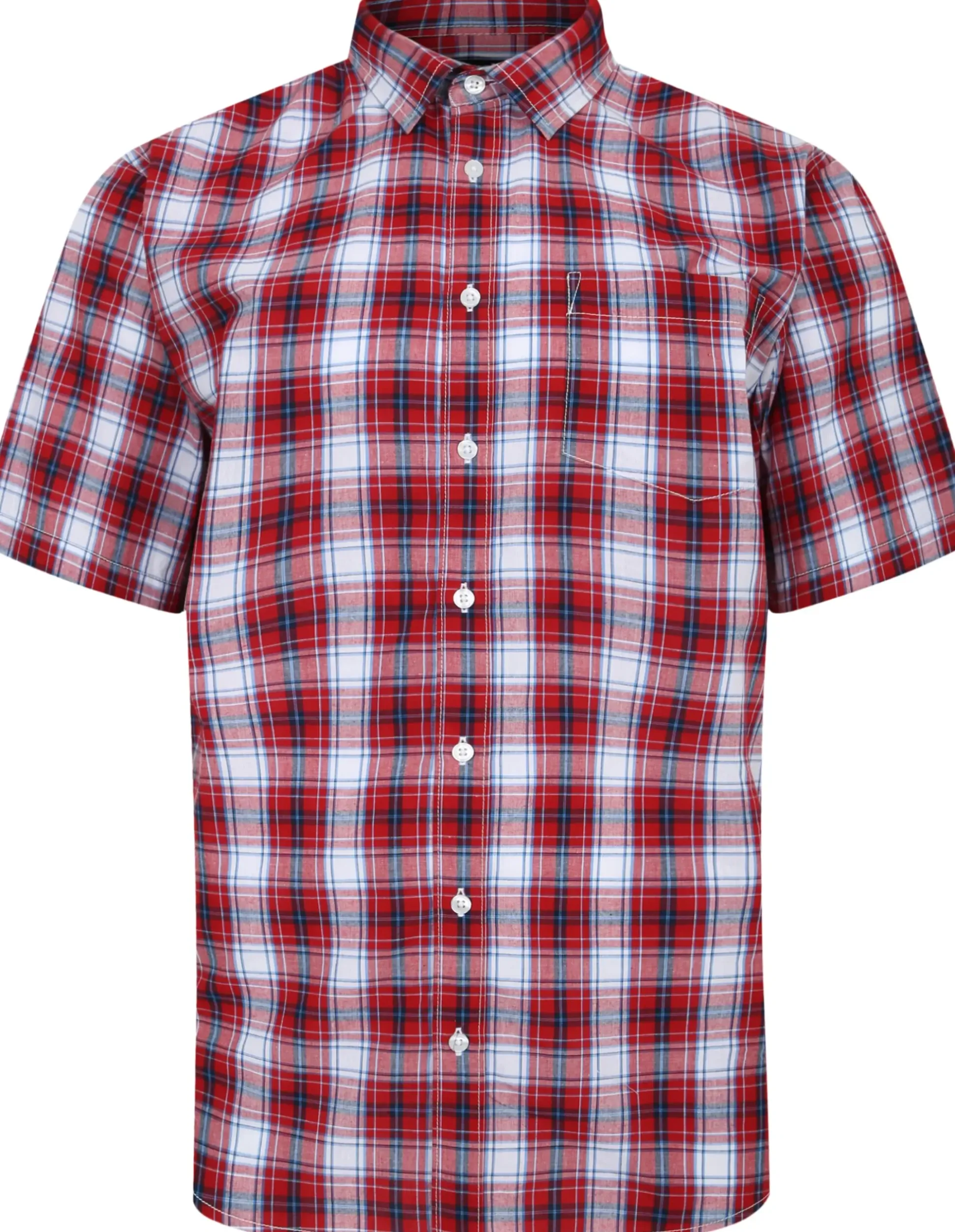 Bigdude Cutaway Collar Checked Shirt Red/Royal Blue