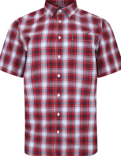Bigdude Cutaway Collar Checked Shirt Red/Royal Blue Tall