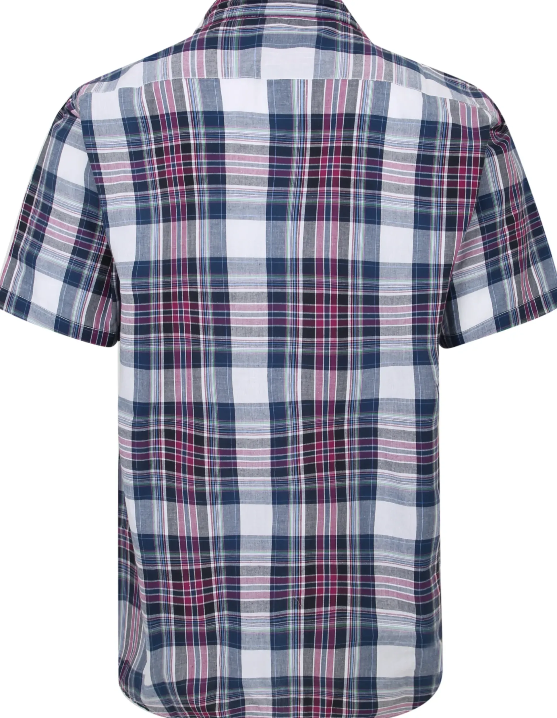 Bigdude Cutaway Collar Checked Shirt Purple/Navy Tall