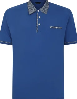 Bigdude Designer Collar Polo Deep Blue Tall