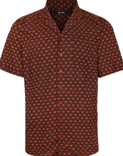 Bigdude Diamonds Viscose Relaxed Collar Shirt Mustard