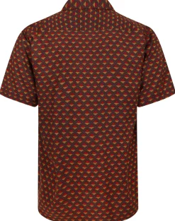 Bigdude Diamonds Viscose Relaxed Collar Shirt Mustard