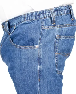 Bigdude Elasticated Waist Jeans Mid Wash