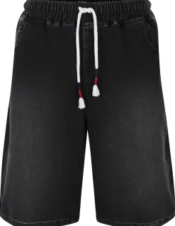 Bigdude Elasticated Waist Stretch Denim Shorts Black