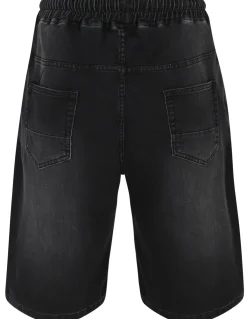 Bigdude Elasticated Waist Stretch Denim Shorts Black
