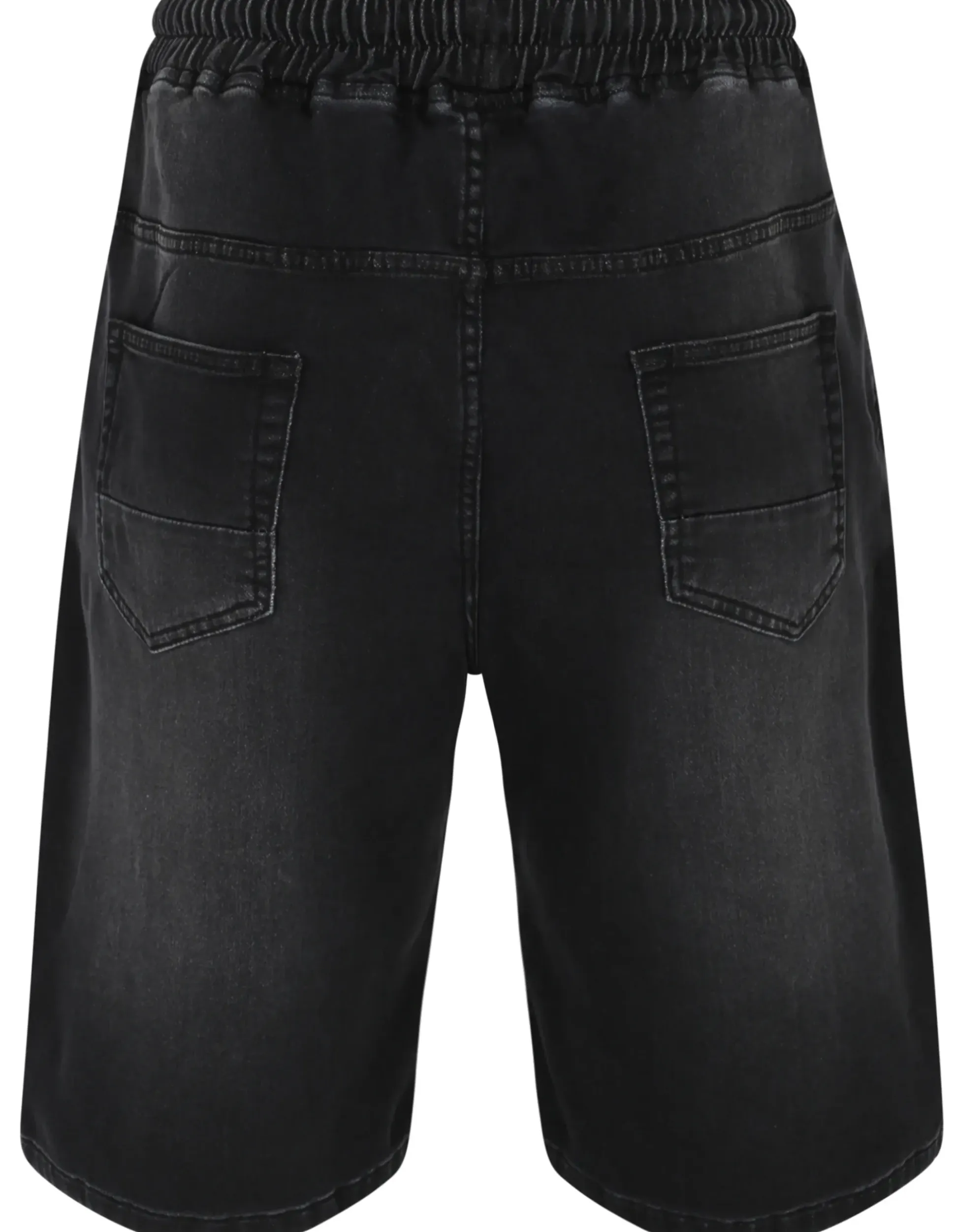 Bigdude Elasticated Waist Stretch Denim Shorts Black