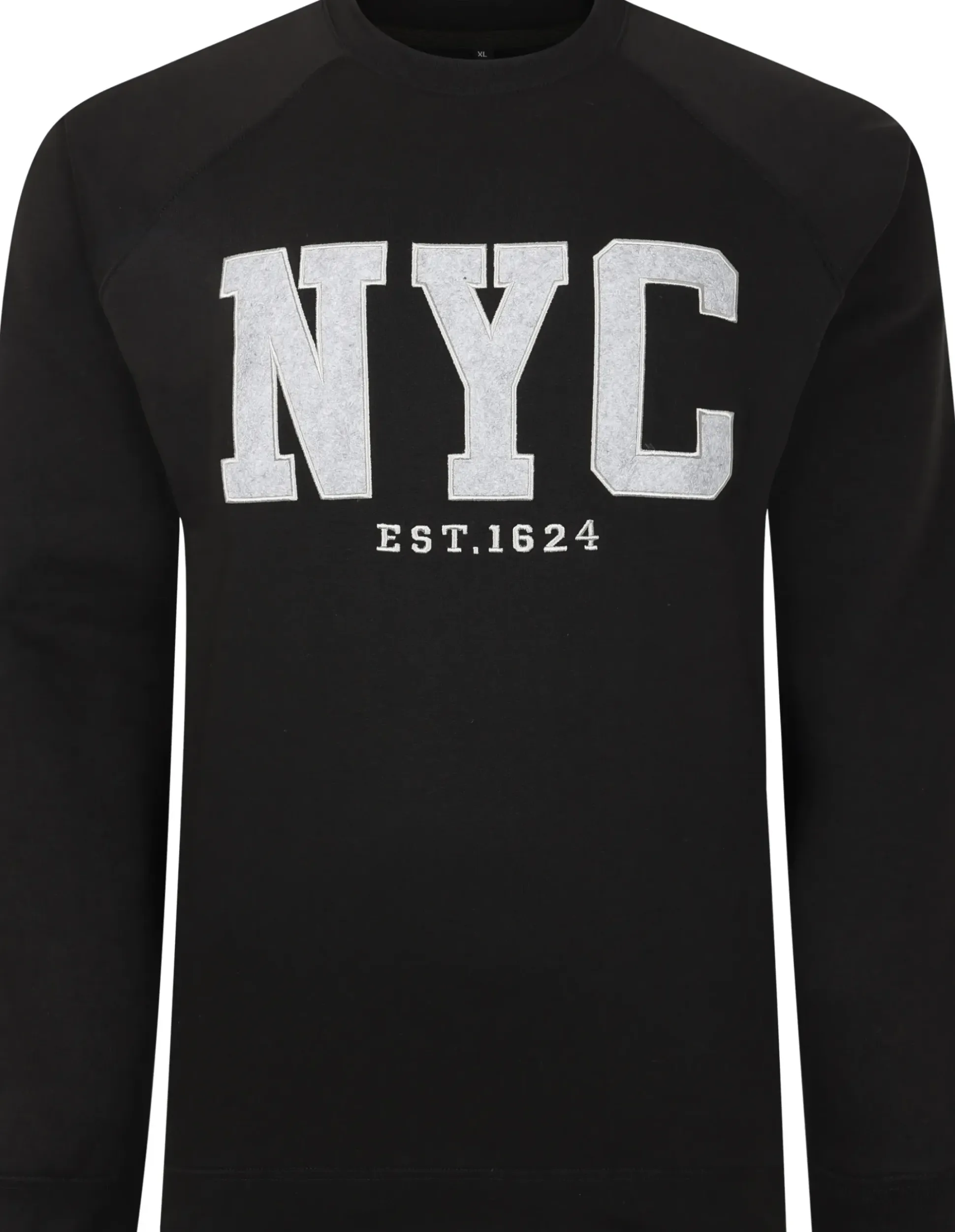 Bigdude Embroidered Crew Neck Jumper Black Tall