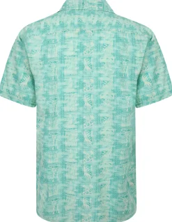 Bigdude Ethnical Viscose Relaxed Collar Shirt Green Tall