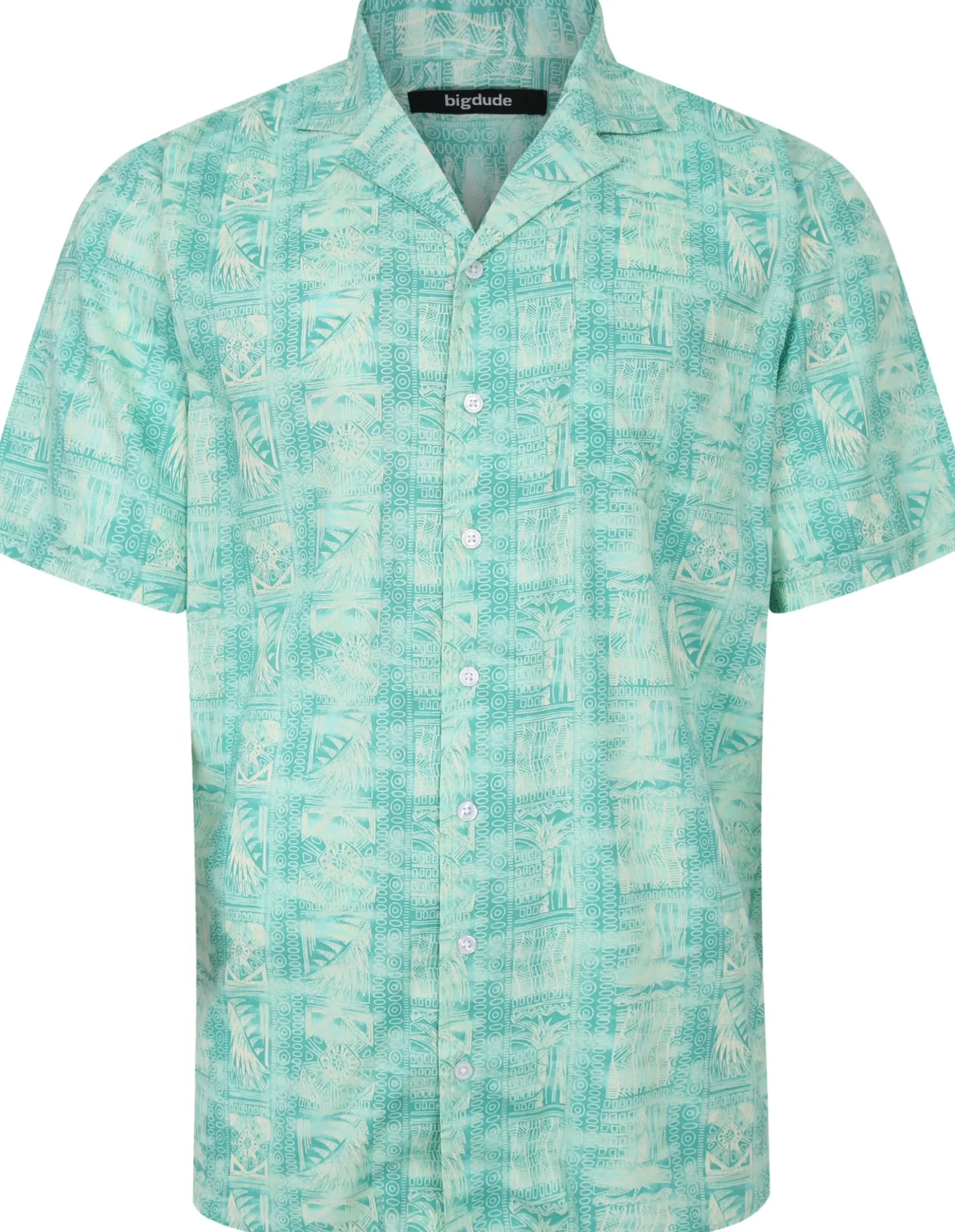 Bigdude Ethnic Viscose Relaxed Collar Shirt Green