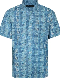 Bigdude Ethnic Viscose Relaxed Collar Shirt Royal Blue