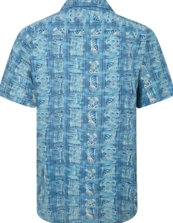 Bigdude Ethnic Viscose Relaxed Collar Shirt Royal Blue
