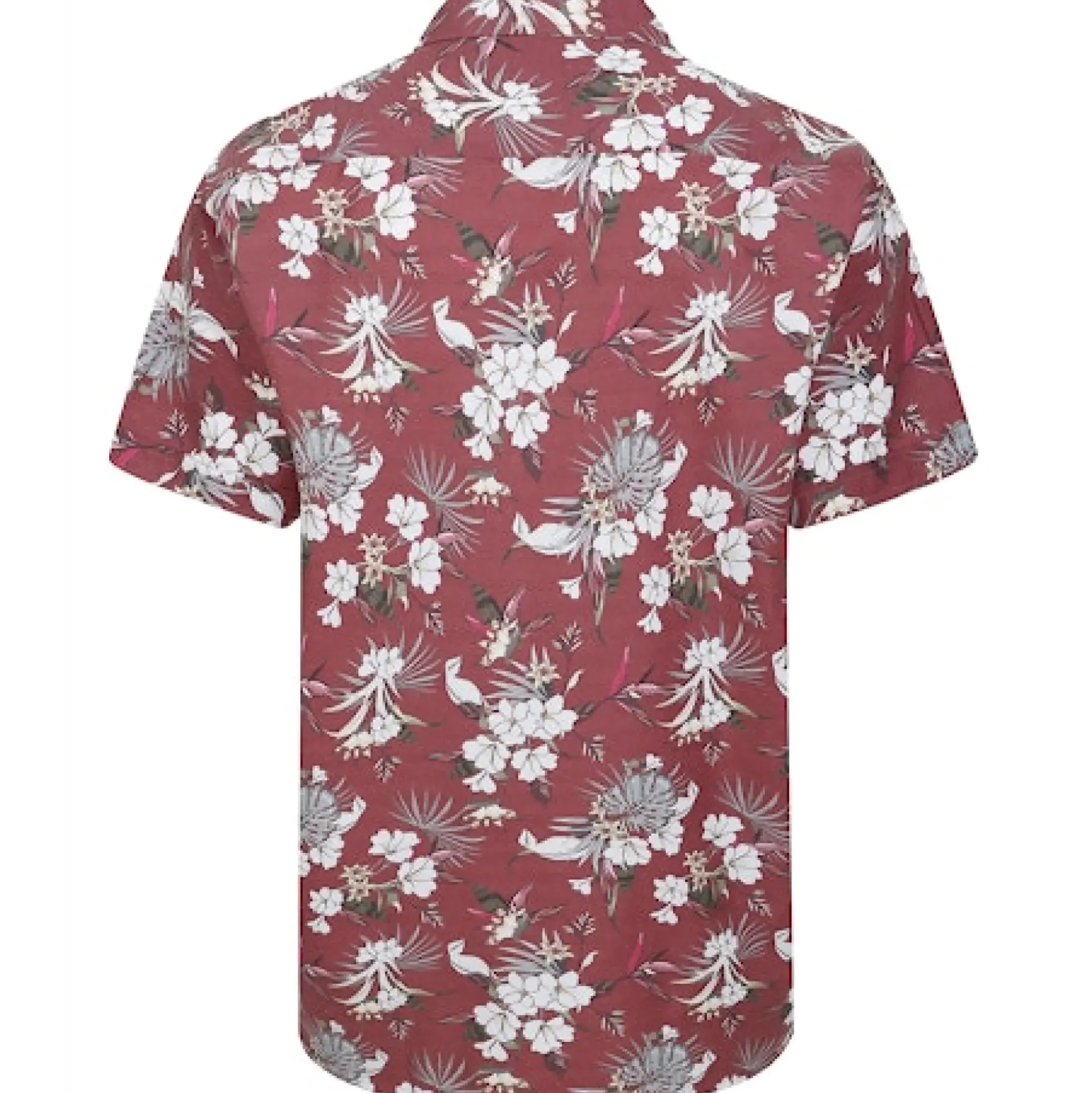 Bigdude Floral Allover printed Short Sleeve Shirt Burgundy