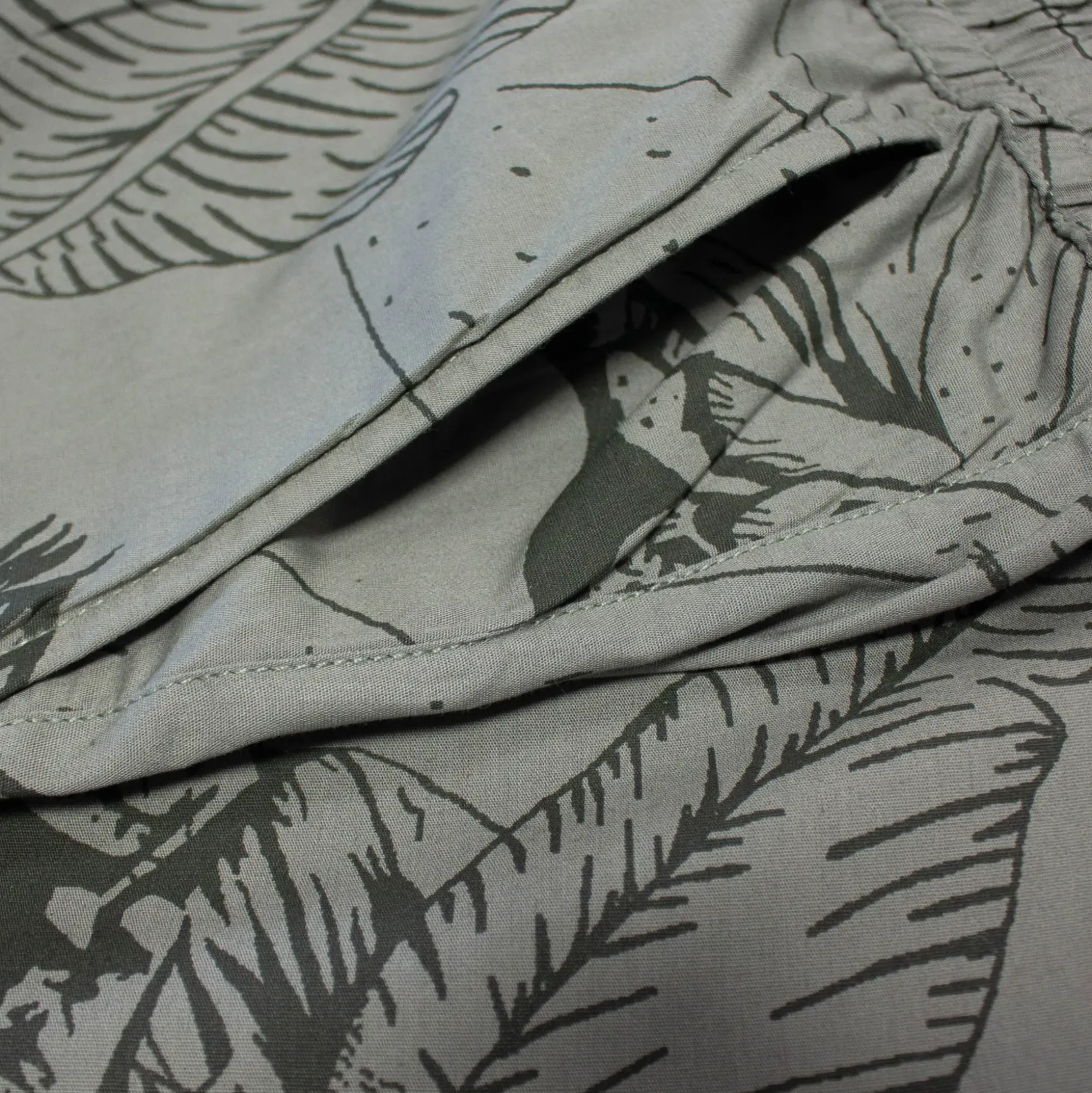 Bigdude Floral Print Cotton Shorts Khaki