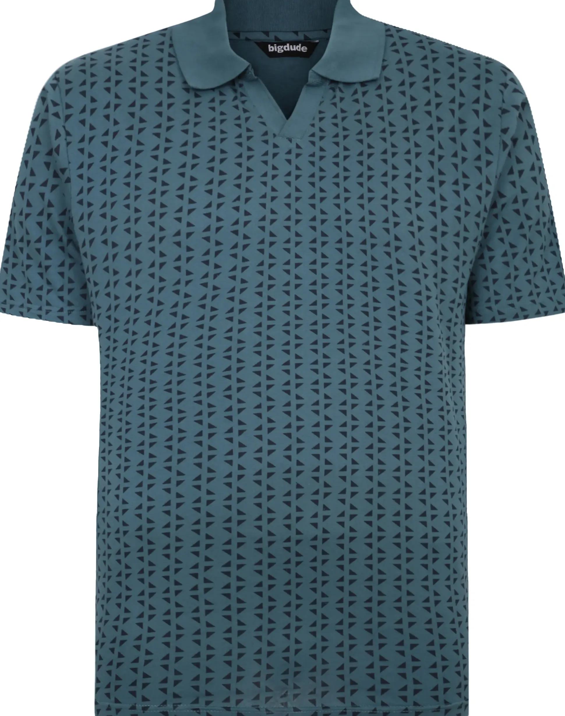 Bigdude Geometric Print Polo Shirt Petrol