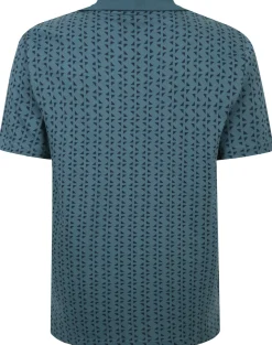 Bigdude Geometric Print Polo Shirt Petrol