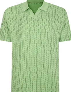 Bigdude Geometric Print Polo Shirt Lime Green