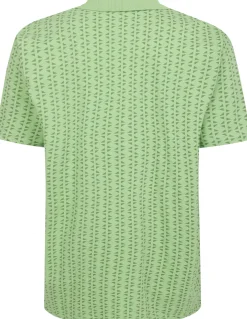 Bigdude Geometric Print Polo Shirt Lime Green