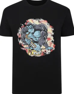 Bigdude Gorilla Print T-Shirt Black