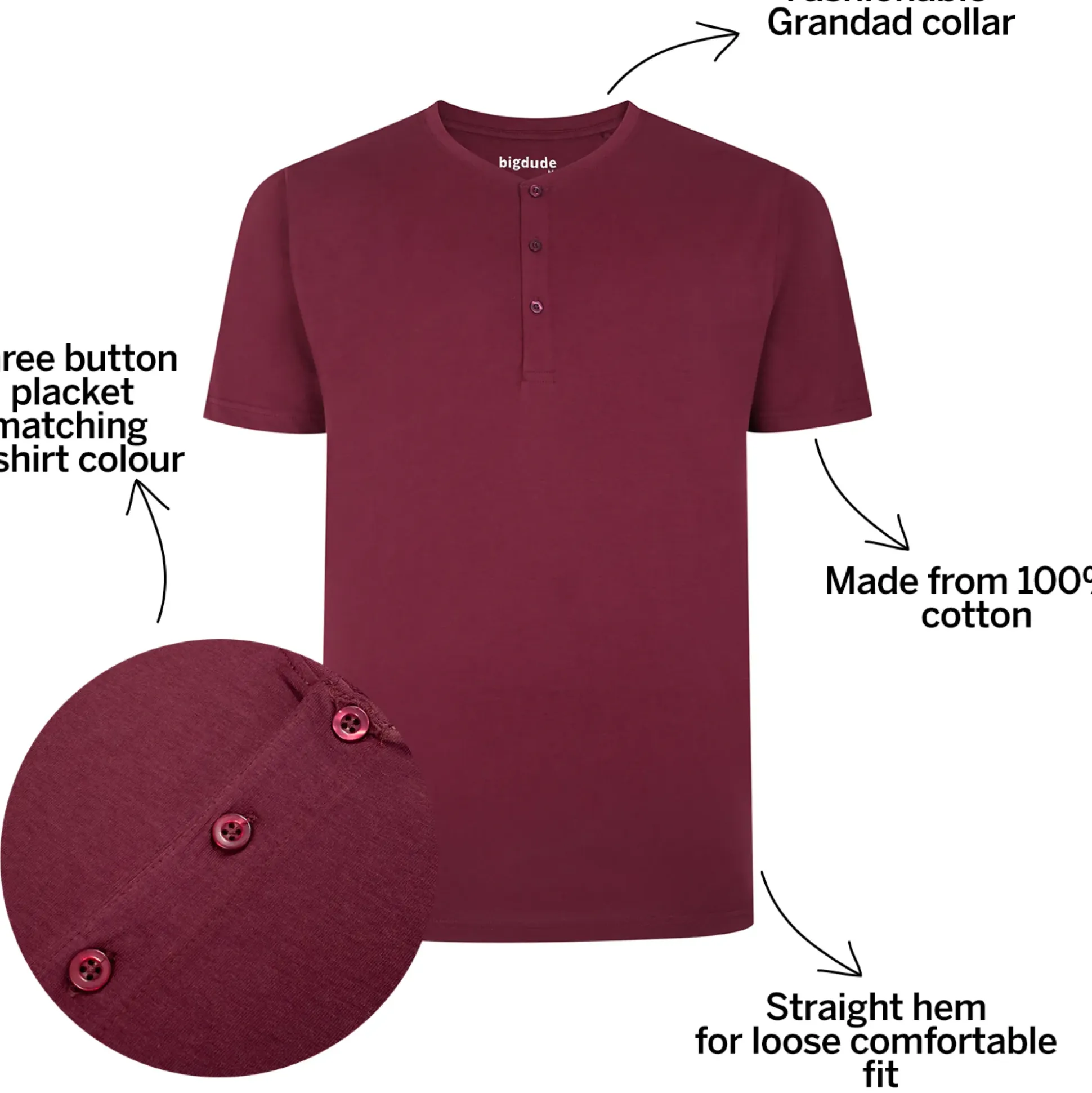 Bigdude Grandad T-Shirt Burgundy