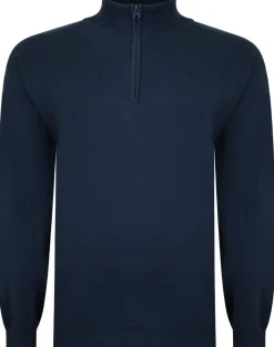 Bigdude Half Zip Knitted Jumper Navy
