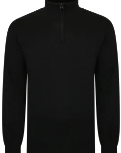 Bigdude Half Zip Knitted Jumper Black