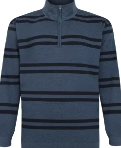 Bigdude Half-Zip Striped Jumper Denim