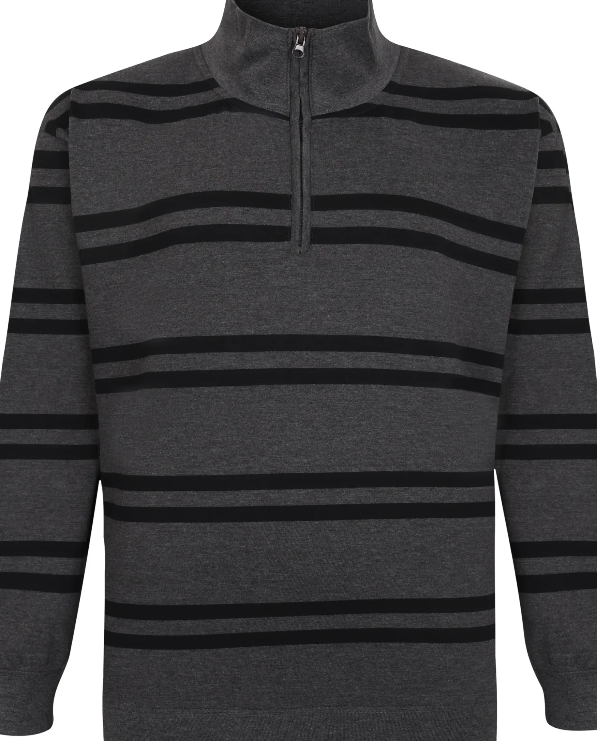 Bigdude Half-Zip Striped Jumper Charcoal