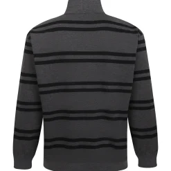 Bigdude Half-Zip Striped Jumper Charcoal