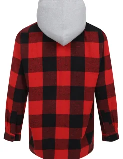 Bigdude Hooded Flannel Checked Shirt Red/Black