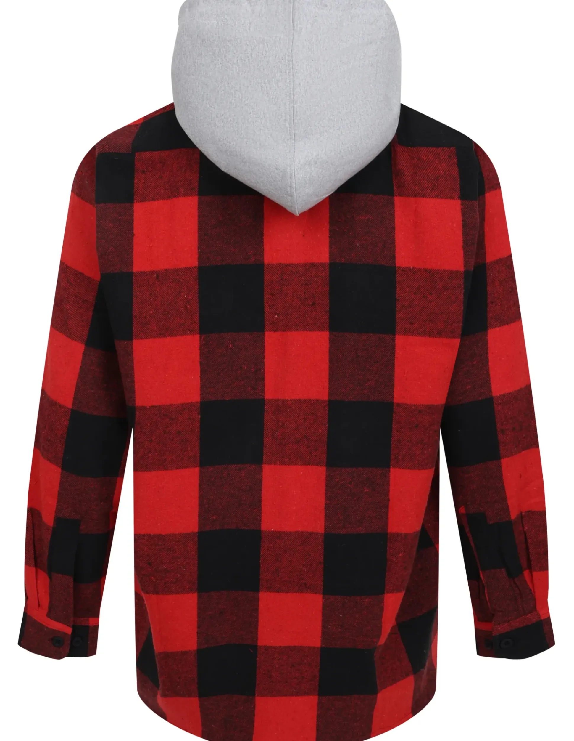 Bigdude Hooded Flannel Checked Shirt Red/Black