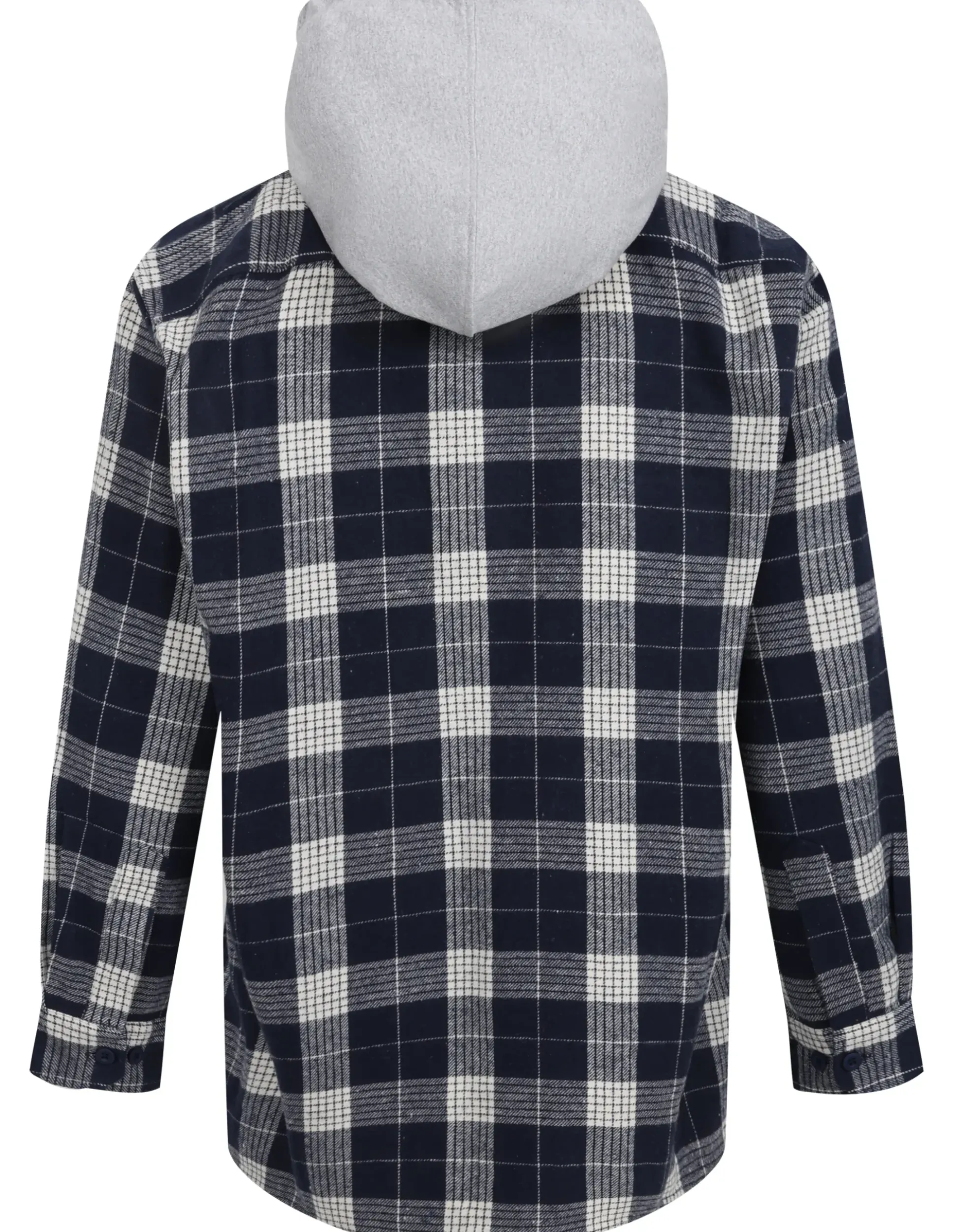 Bigdude Hooded Flannel Checked Shirt Navy/White