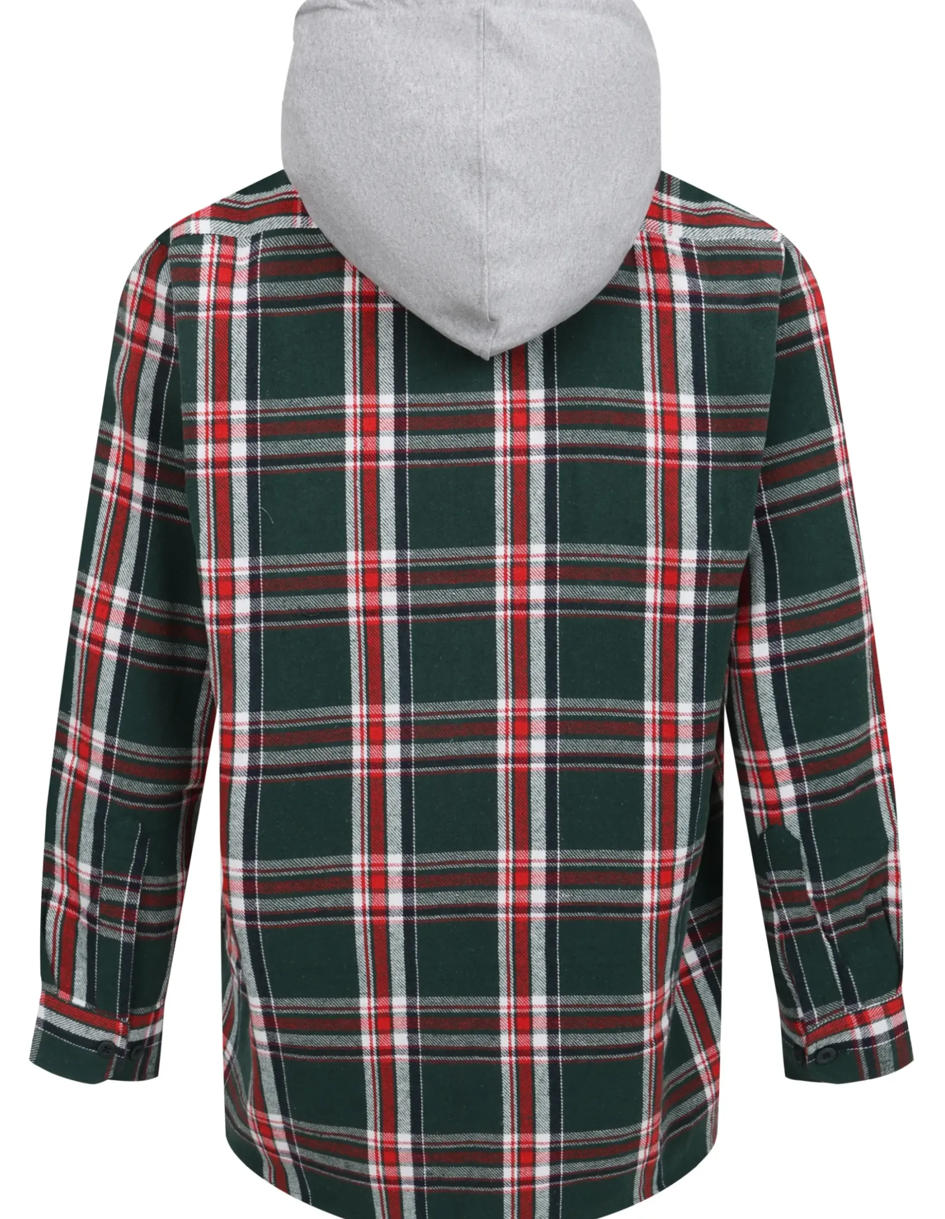 Bigdude Hooded Flannel Checked Shirt Green/Red Tall