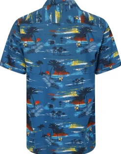 Bigdude Island Viscose Relaxed Collar Shirt Deep Blue