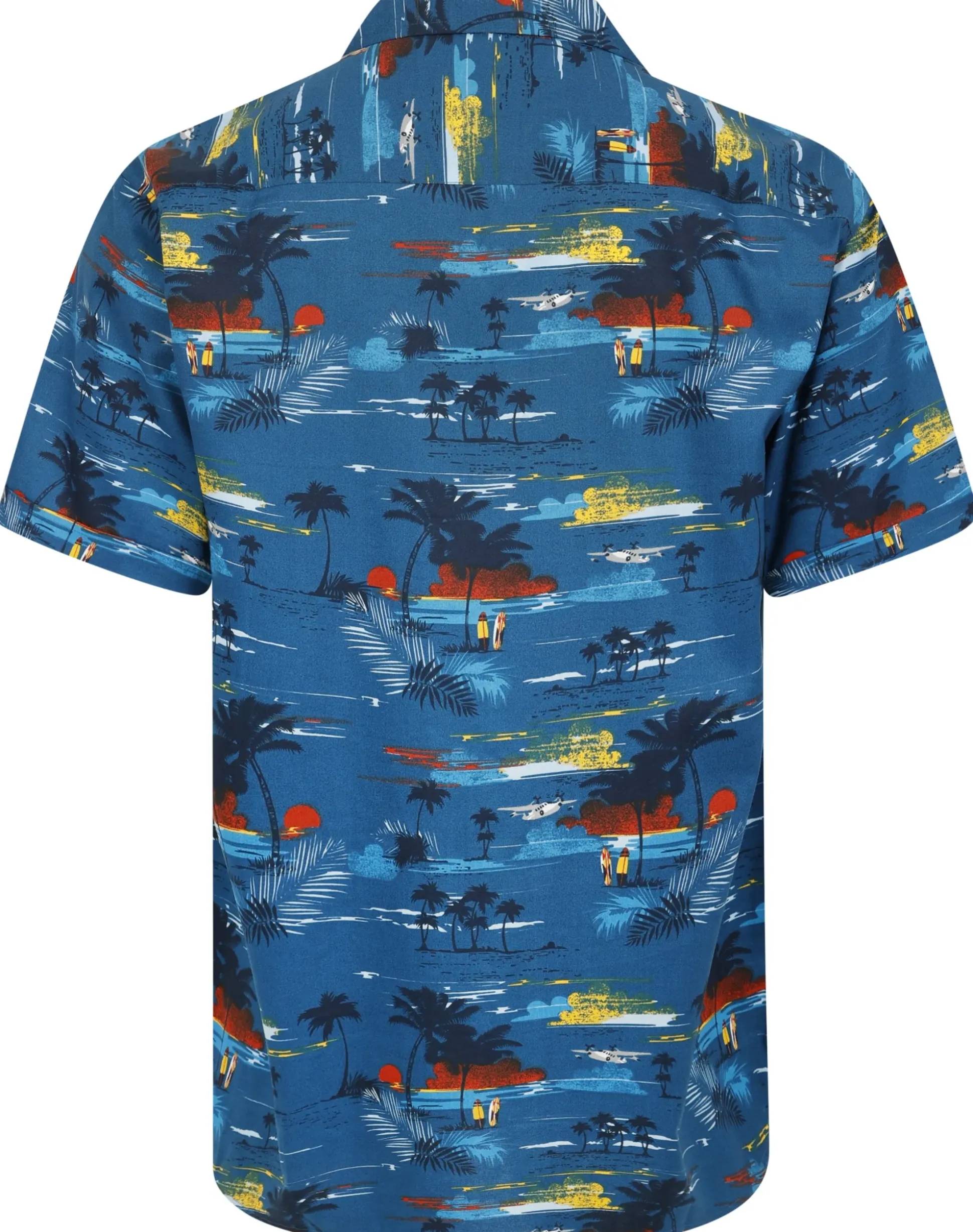 Bigdude Island Viscose Relaxed Collar Shirt Deep Blue