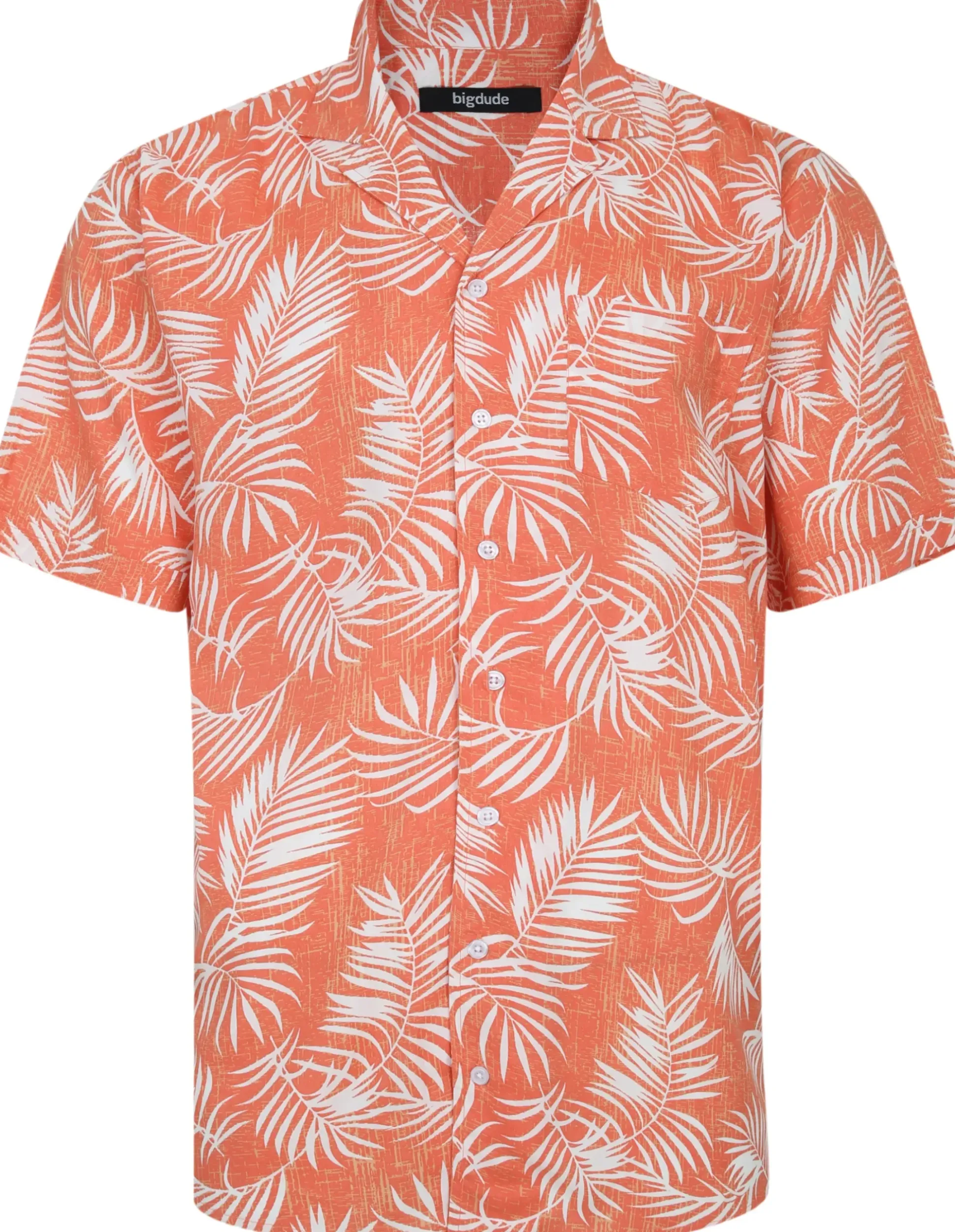 Bigdude Leaves Viscose Relaxed Collar Shirt Orange