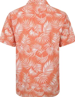 Bigdude Leaves Viscose Relaxed Collar Shirt Orange