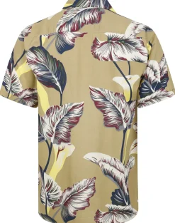 Bigdude Leaves Viscose Relaxed Collar Shirt Sand