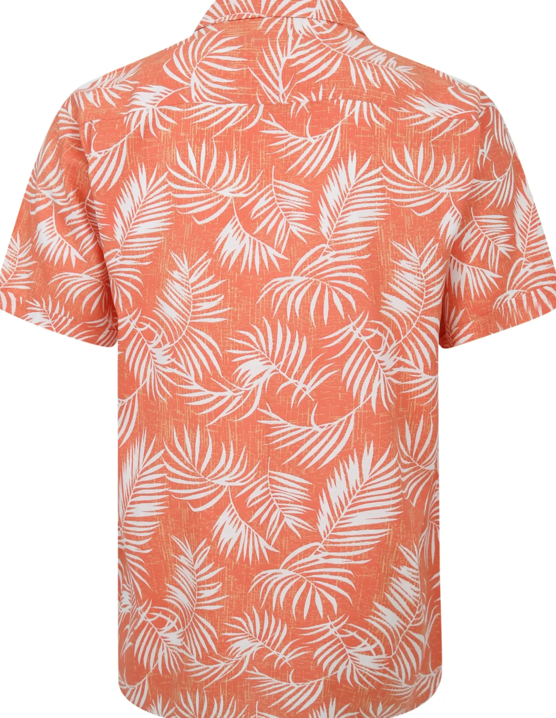 Bigdude Leaves Viscose Relaxed Collar Shirt Orange Tall
