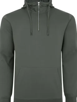 Bigdude Lightweight Half Zip Hoody Sage Green Tall