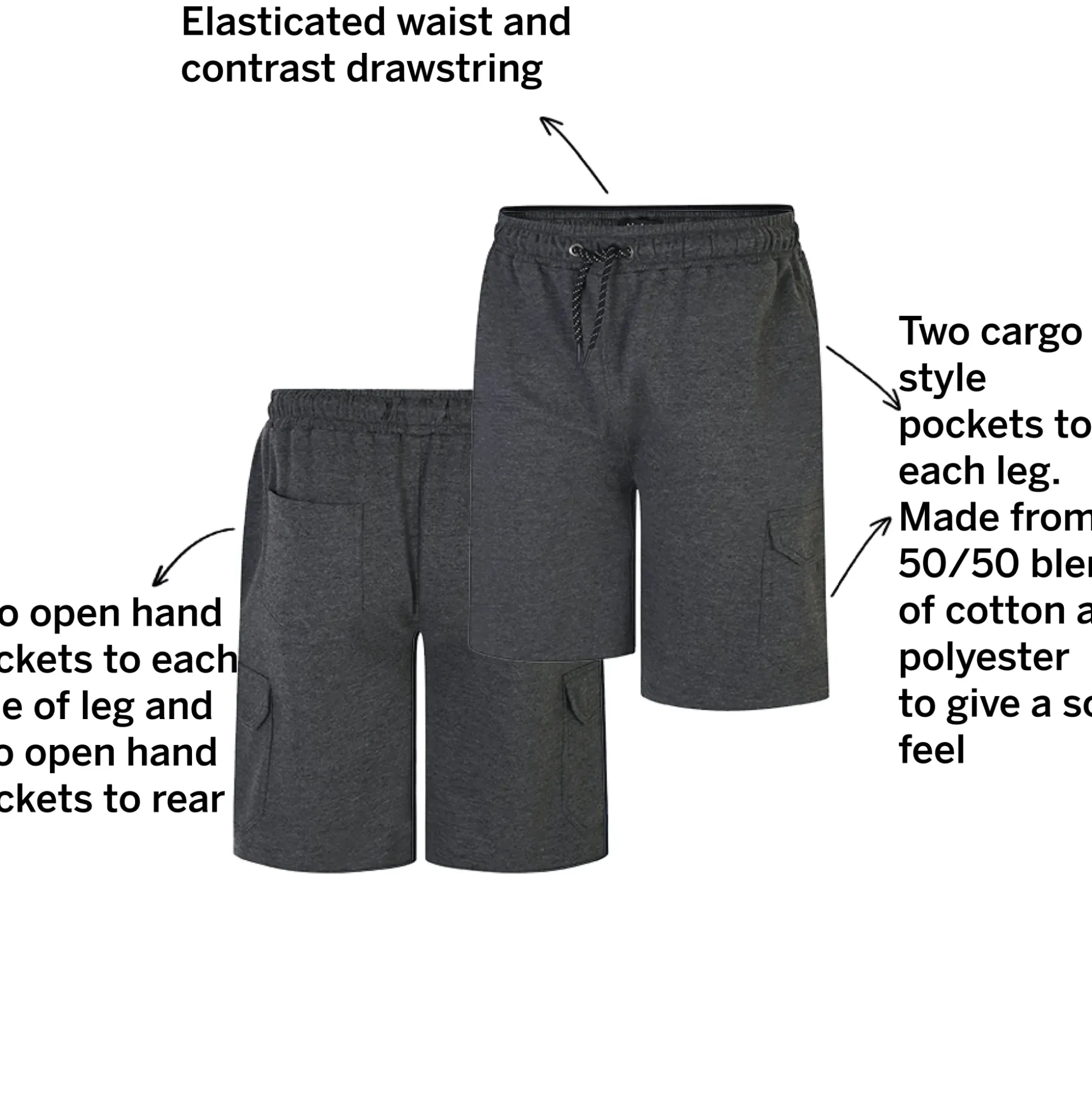 Bigdude Loopback Cargo Shorts Charcoal