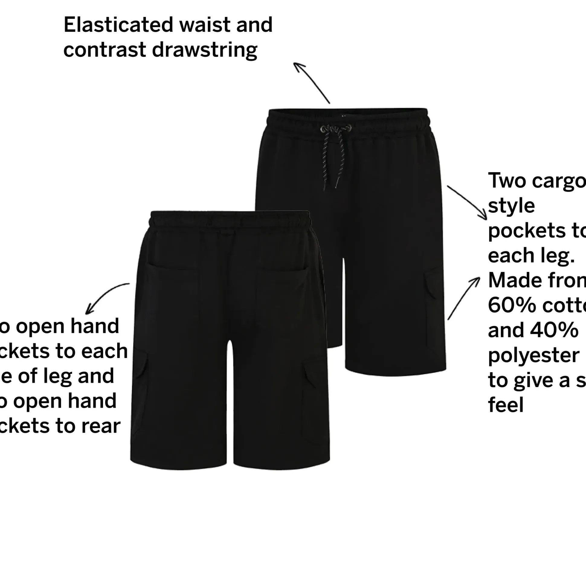 Bigdude Loopback Cargo Shorts Black