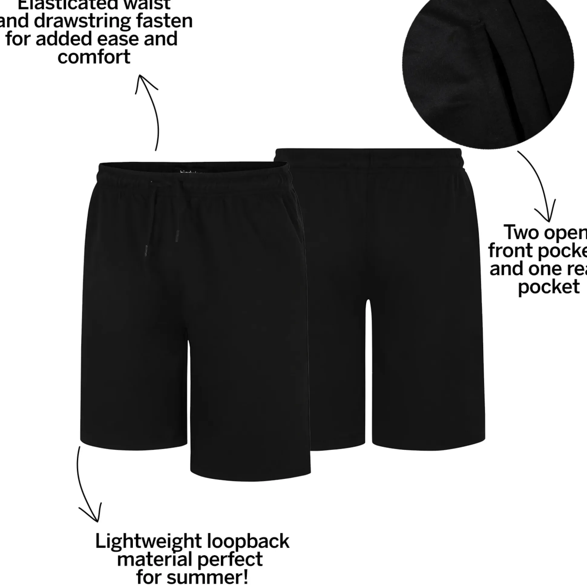 Bigdude Loop Back Jogger Shorts Black