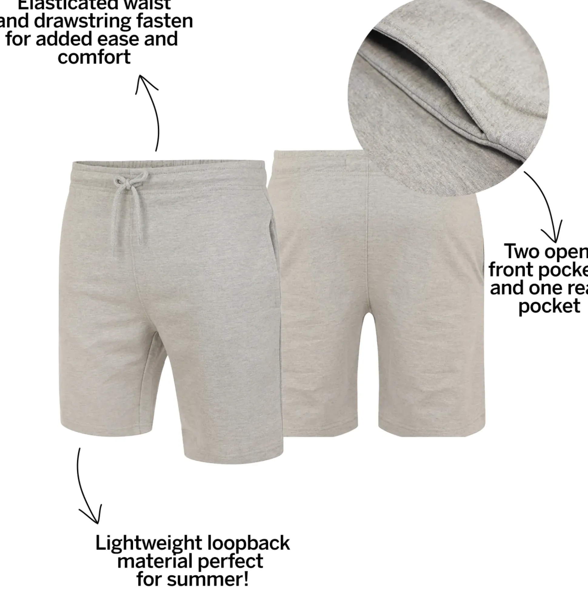 Bigdude Loop Back Jogger Shorts Grey Marl