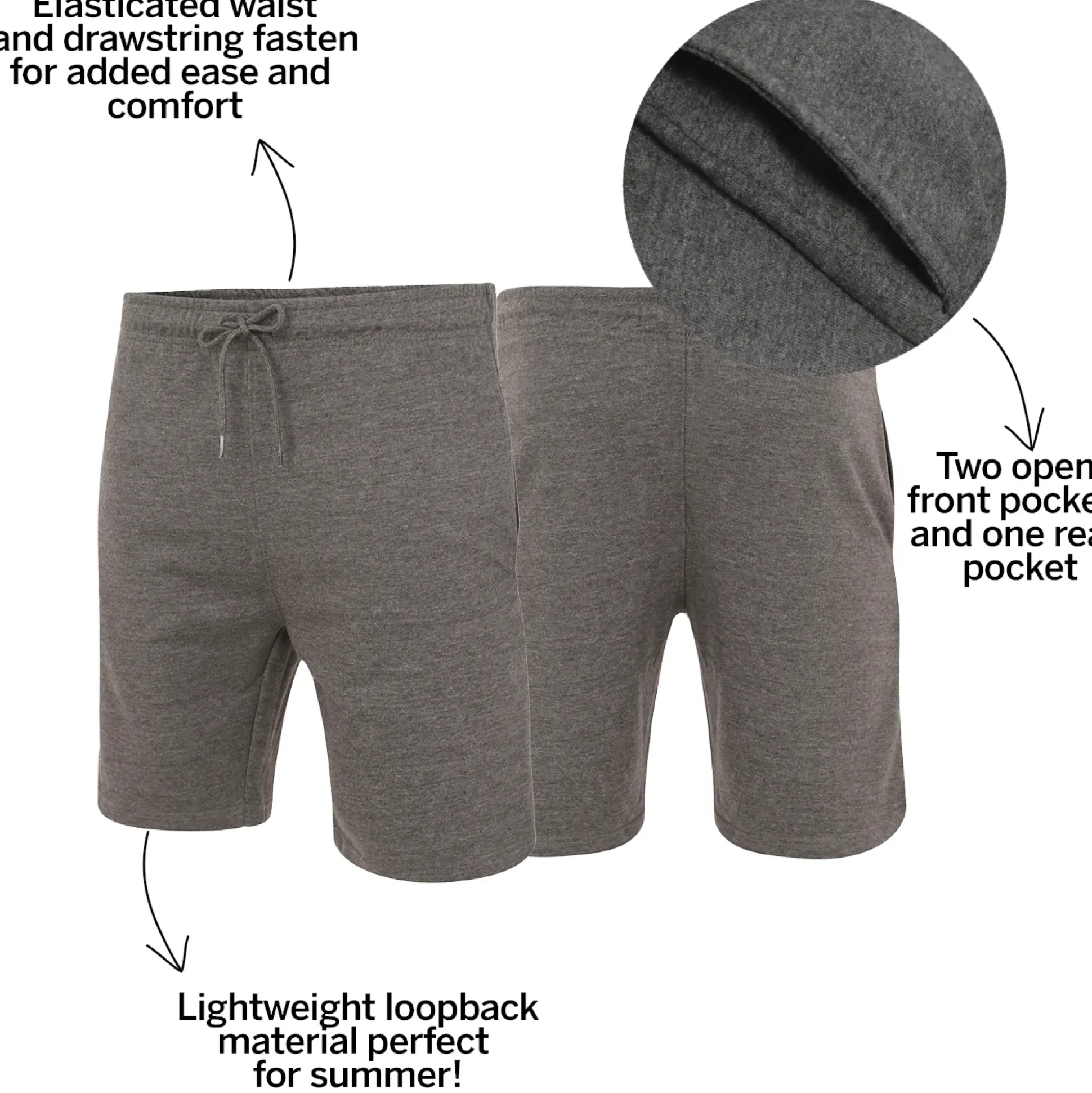 Bigdude Loop Back Jogger Shorts Charcoal