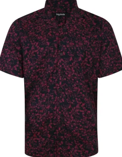 Bigdude Meadow Viscose Relaxed Collar Shirt Navy Tall