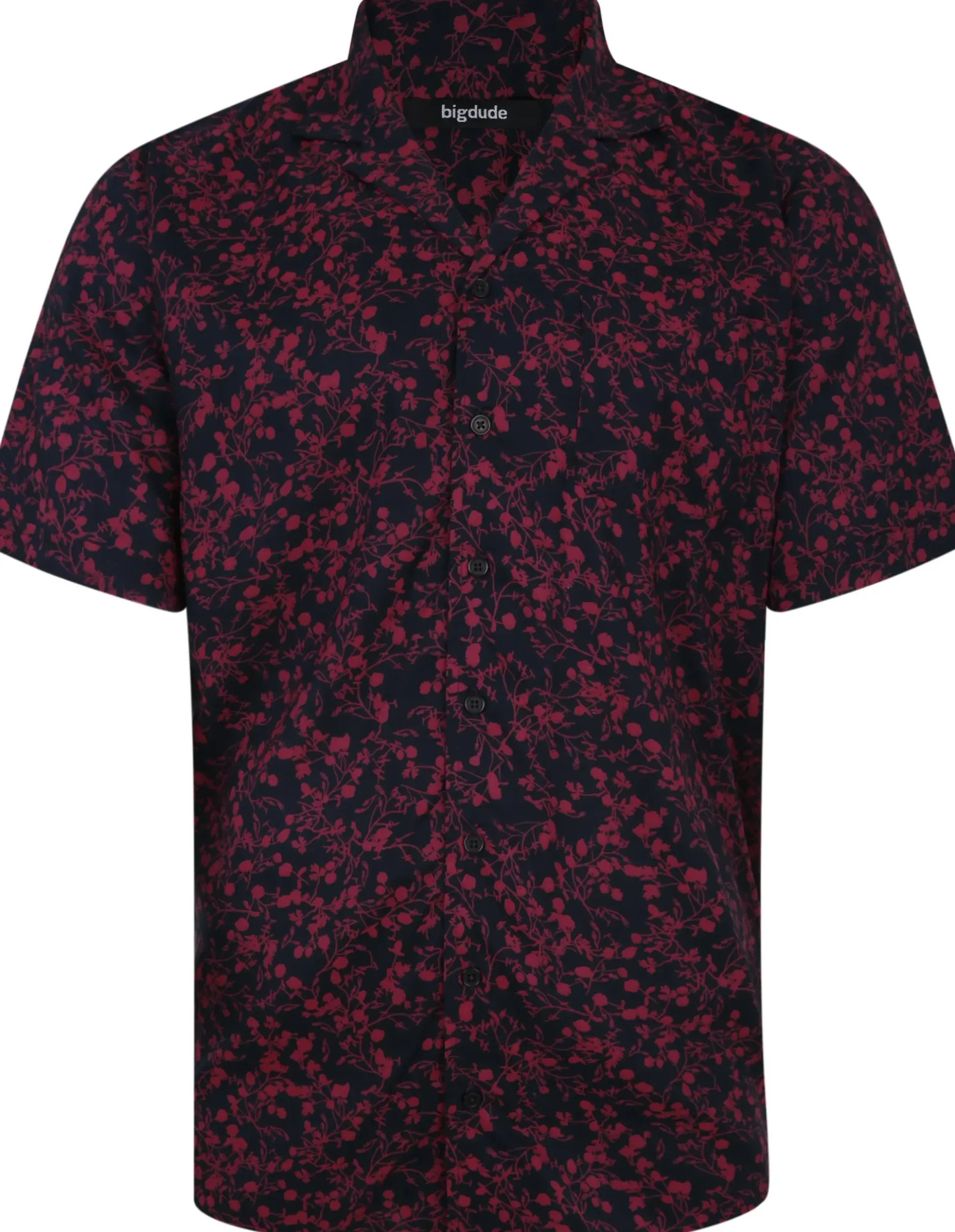 Bigdude Meadow Viscose Relaxed Collar Shirt Navy Tall