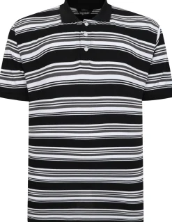 Bigdude Multi Striped Pique Polo Charcoal Tall