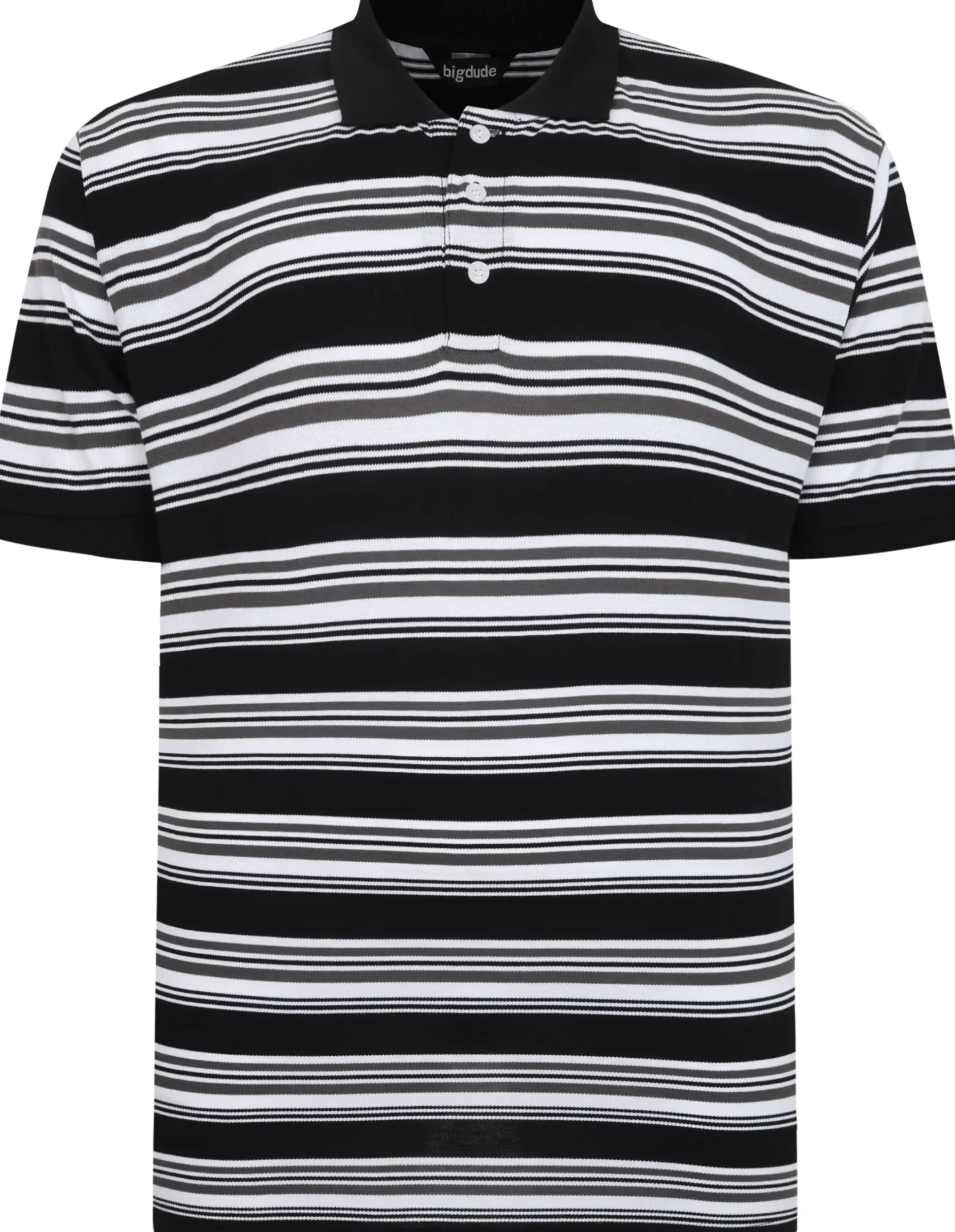Bigdude Multi Striped Pique Polo Charcoal Tall