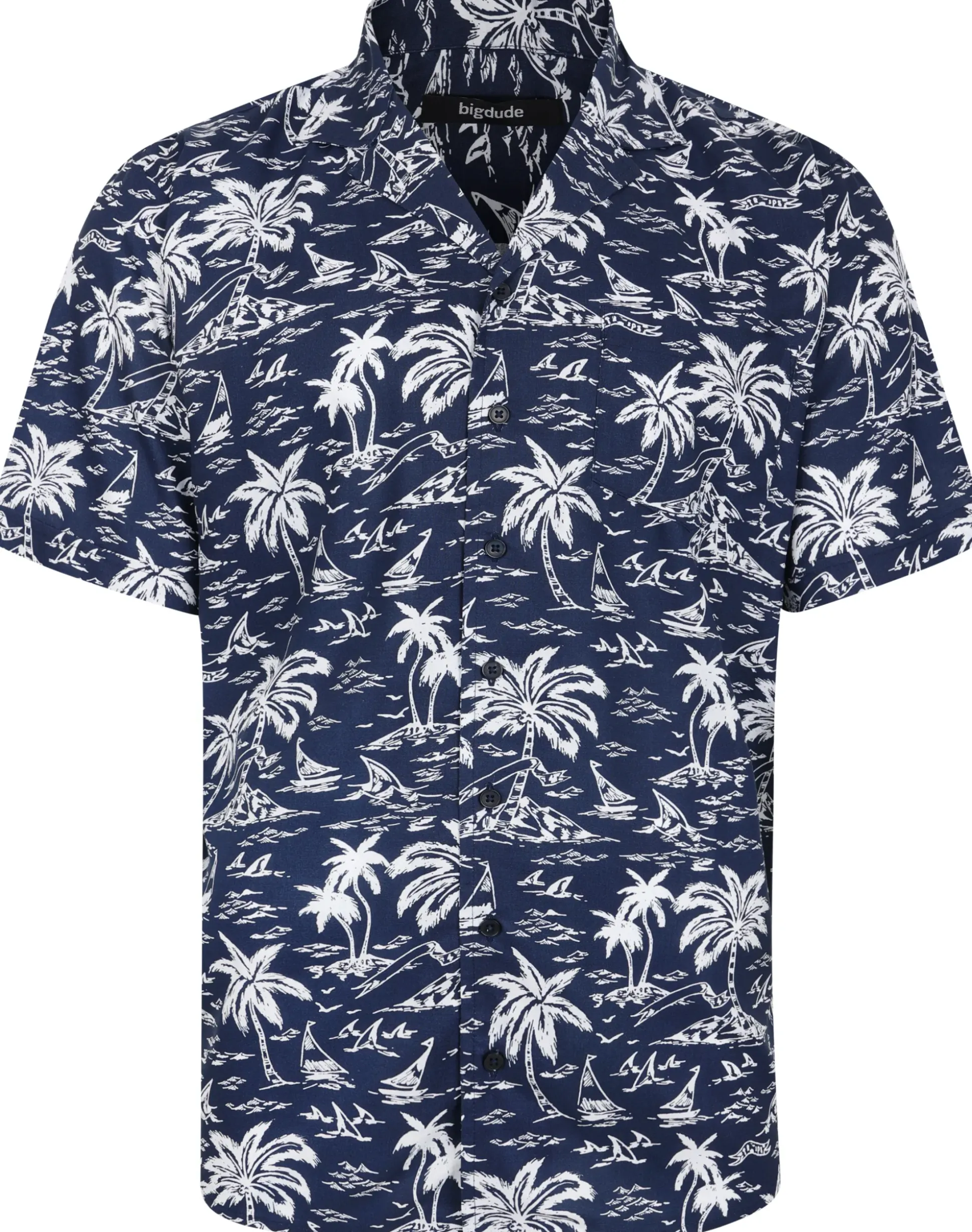 Bigdude Ocean Viscose Relaxed Collar Shirt Navy