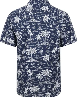 Bigdude Ocean Viscose Relaxed Collar Shirt Navy